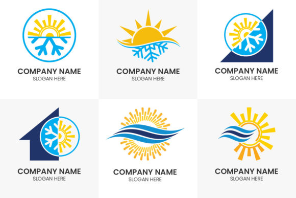 Set of Air Conditioning Logo Design: Cool Branding for HVAC Pros
